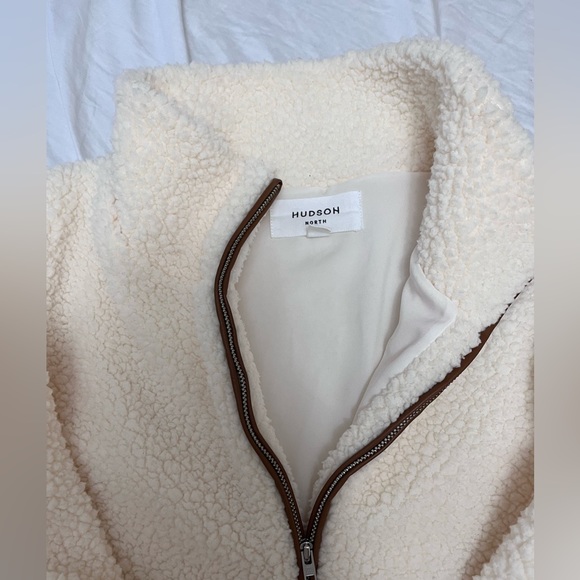 Hudson North - Sherpa cream faux leather piping half zip -size small - Picture 3 of 4